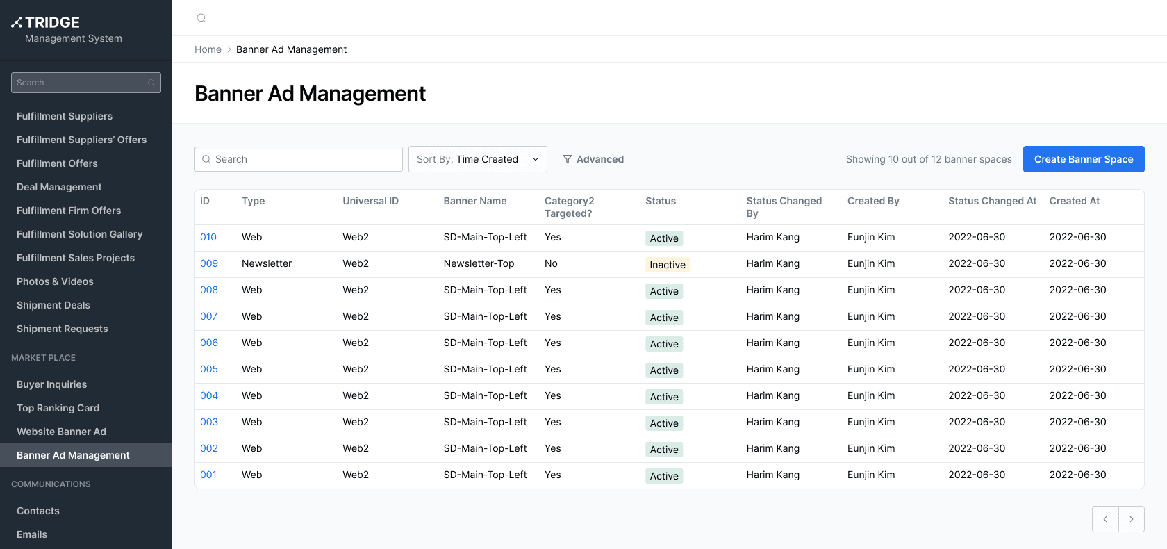 Tridge ad management dashboard
