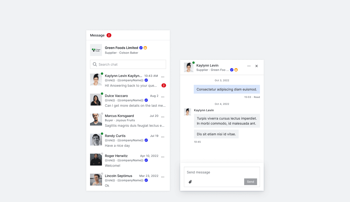 Tridge real-time messaging interface